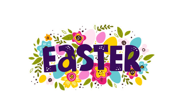 Happy Easter colorful lettering. Vector illustration EPS 10 Happy Easter colorful lettering. Vector illustration EPS10 easter sunday stock illustrations