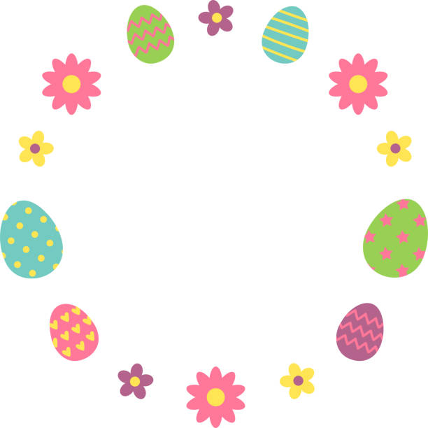 Happy Easter frame illustration with Easter Eggs Happy Easter frame illustration with Easter Eggs easter sunday stock illustrations