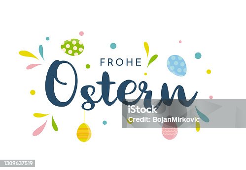 istock Happy Easter German text (Frohe Ostern). Vector 1309637519