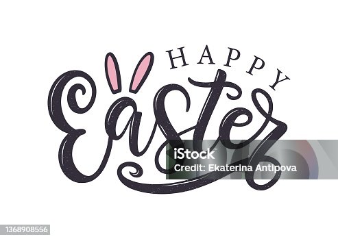 istock Happy Easter hand-sketched typography logo isolated on white. 1368908556