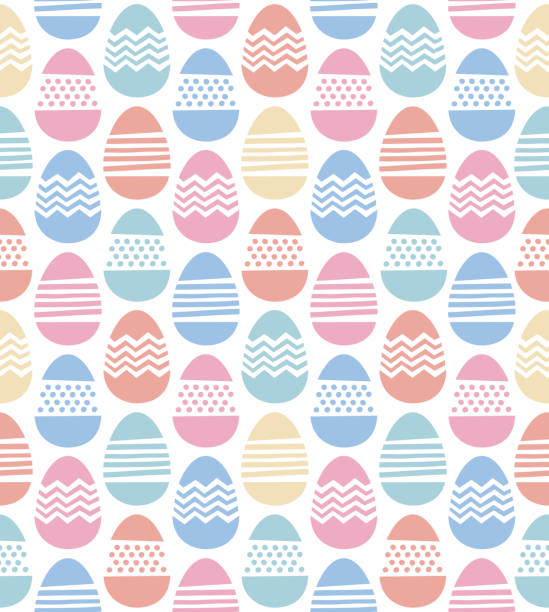 Happy Easter seamless pattern with eggs.  easter sunday stock illustrations