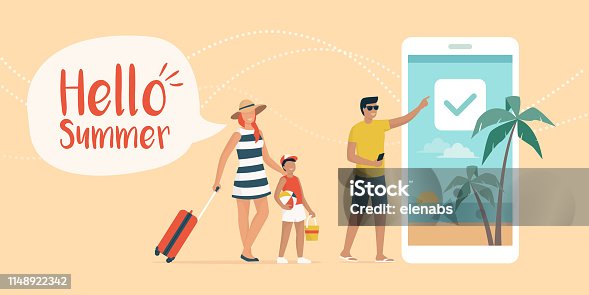 istock Happy family booking a summer vacation online 1148922342