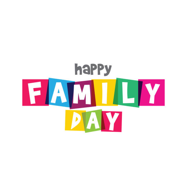 Happy Family Day. Typography on white background. Family design template for gift cards, invitations, prints etc. stock illustration