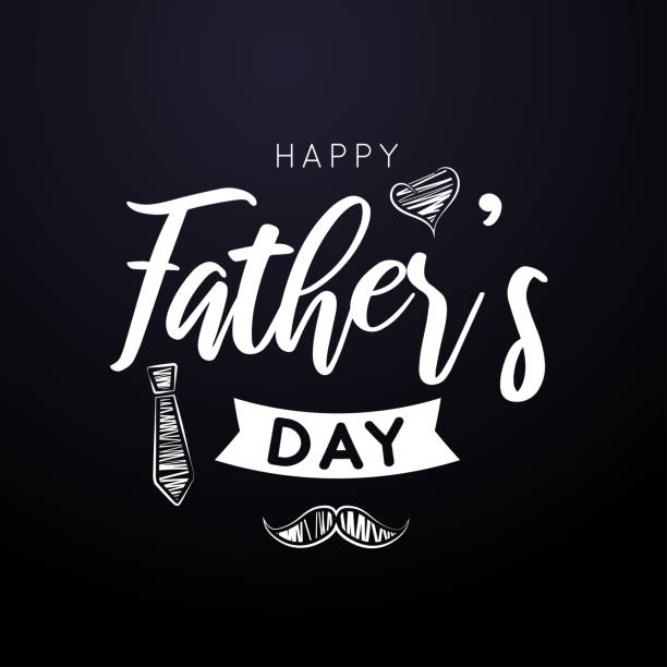 siyah zemin üzerinde babalar günü kartı kutlu olsun. vektör - fathers day stock illustrations