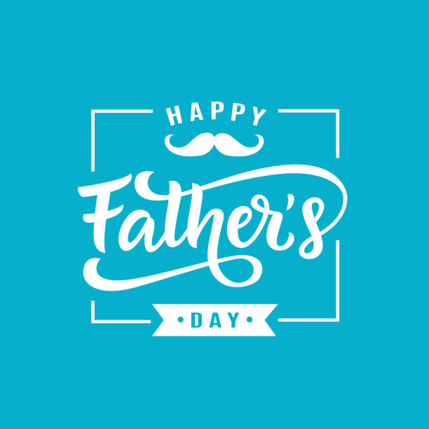 happy fathers day gruß mit handgeschriebenen schriftzug - vatertag stock-grafiken, -clipart, -cartoons und -symbole