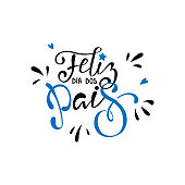 Feliz dia dos Pais - Happy fathers day in brazilian portuguese greeting card with typographic design lettering