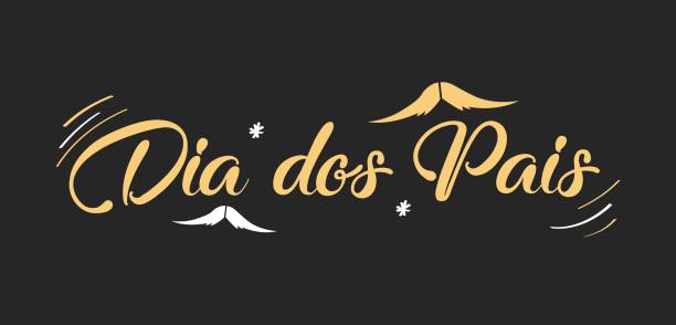счастливый день отцов в португальском (dia dos pais) открытке с надписями - dia dos pais stock illustrations