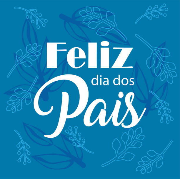 happy father's day in portuguese language. feliz dia dos pais vector illustration. - dia dos pais 幅插畫檔、美工圖案、卡通及圖標