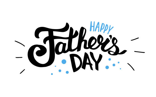 Happy Fathers day text for lettering card vector illustration isolated on white background Happy Fathers day black and blue text for lettering greeting card vector illustration isolated on white background father's day stock illustrations