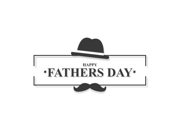 콧수염, 모자와 함께 해피 아버지의 날. 클래식 한 디자인. 벡터 일러스트레이션 - fathers day stock illustrations