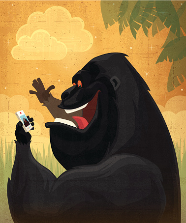 happy gorilla chatting