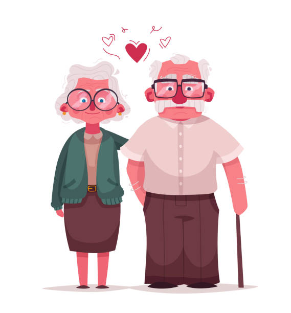 ilustrações de stock, clip art, desenhos animados e ícones de happy grandparents. vector cartoon illustration. grandparents day - grandparents vertical
