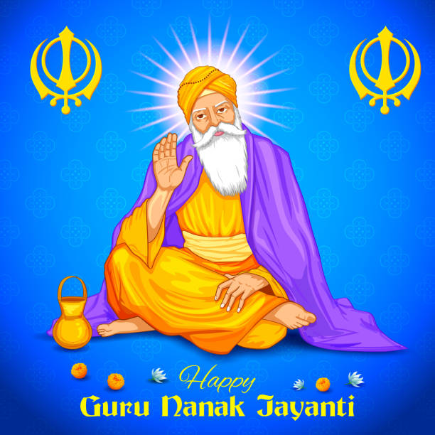 Happy Guru Nanak Jayanti festival of Sikh celebration background illustration of Happy Guru Nanak Jayanti festival of Sikh celebration background guru nanak stock illustrations