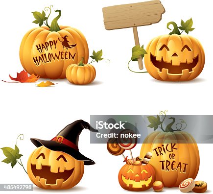 istock Happy Halloween Pumpkin Set 485492798
