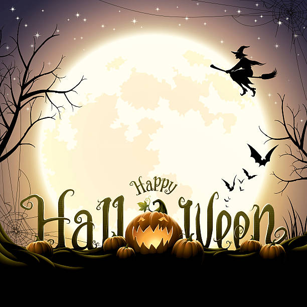 illustrations, cliparts, dessins animés et icônes de joyeux texte d’halloween avec des citrouilles - légume volant