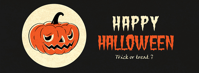 Happy halloween vector banner ,happy halloween background with cartoon character comics book style .