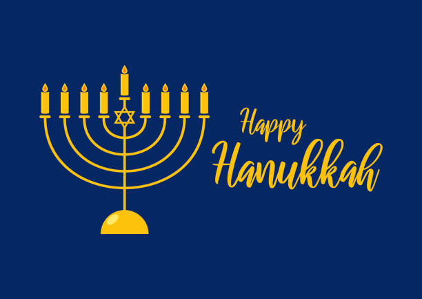 ilustraciones, imágenes clip art, dibujos animados e iconos de stock de feliz vector de menorah dorado de hanukkah - happy hanukkah