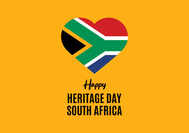 Happy Heritage Day South Africa vector Flag of South Africa in heart shape vector. Public holiday in South Africa. Important day south africa stock illustrations