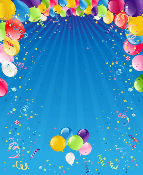 Happy holiday birthday Bright Holiday card for design template banner, ticket, leaflet, poster and so on. Happy birthday background and balloons birthday backgrounds stock illustrations
