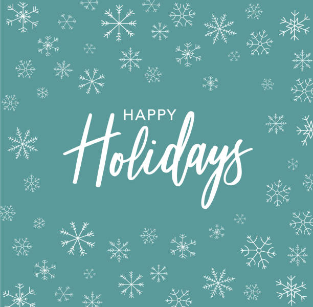 mutlu tatiller hat elle çizilmiş hat sanatı ile kar taneleri - happy holidays stock illustrations