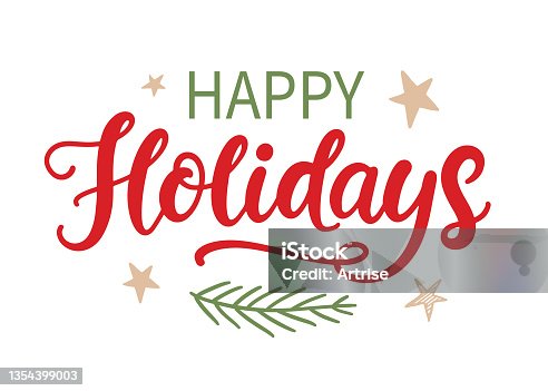 istock Happy Holidays! Christmas modern calligraphy phrase 1354399003