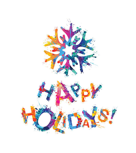 Happy Holidays! Congratulation card with snowflake Happy Holidays! Congratulation card with snowflake. Splash paint holidays and seasonal stock illustrations