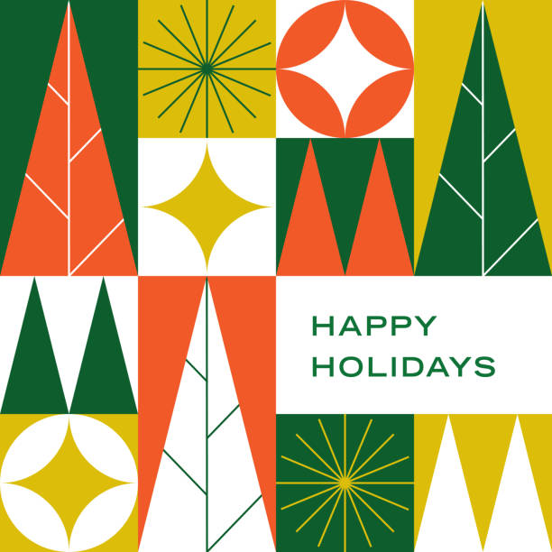 Happy Holidays Geometric Illustration Set 1–Opt.1 vector art illustration