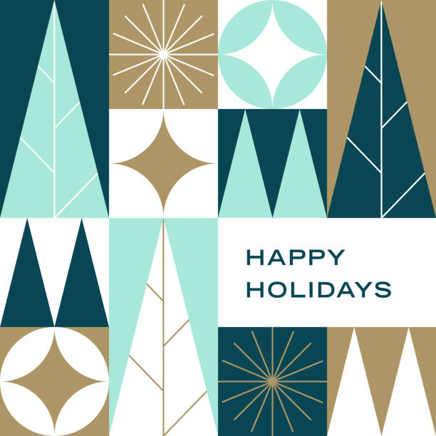 Happy Holidays Geometric Illustration Set 2–Opt.1 vector art illustration