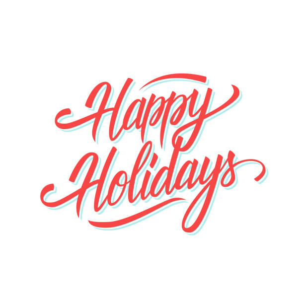 mutlu tatil mevsim tatil tebrik kartları ve davetiyeler için metin tasarım yazı ver. - happy holidays stock illustrations