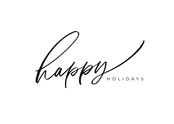 mutlu tatiller vektör fırça yazı. el çizilmiş modern fırça kaligrafi beyaz arka plan üzerinde izole. - happy holidays stock illustrations