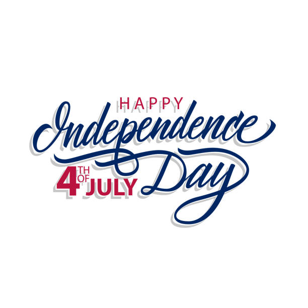 mutlu bağımsızlık günü, 4 temmuz kaligrafi yazı tasarım kutlama kartı şablonu. yaratıcı tipografi tatilden selamlar ve davetler için. - happy 4th of july stock illustrations