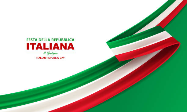 Happy Italian Republic Day Italian republic day, 2th June, festa della repubblica Italiana, bent waving ribbon in colors of the Italian national flag. Celebration background. italy stock illustrations