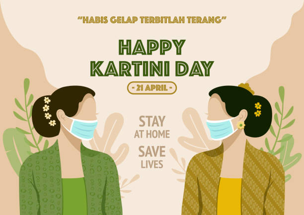 Happy Kartini Day Celebration An illustration of Kartini Day Celebration. Habis gelap terbitlah terang means After Darkness comes Light indonesian woman stock illustrations