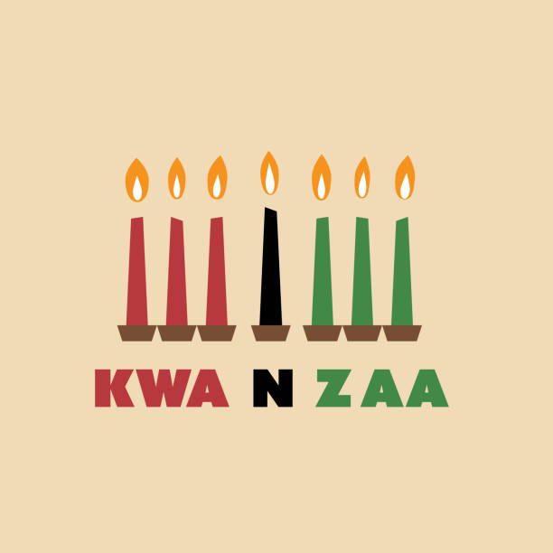 Happy Kwanzaa Greeting Card Design Template Abstract Modern Style Happy Kwanzaa Card, Cover or Background Design Template with Candles - Illustration in Freely Scalable and Editable Vector Format kwanzaa stock illustrations