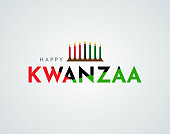 Happy Kwanzaa poster, card with kinara. Vector illustration. ESP10