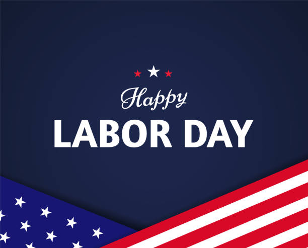 Happy Labor Day banner design with US flag elements and text on dark blue background. - Vector Happy Labor Day banner design with US flag elements and text on a dark blue background. - Vector illustration labor day stock illustrations