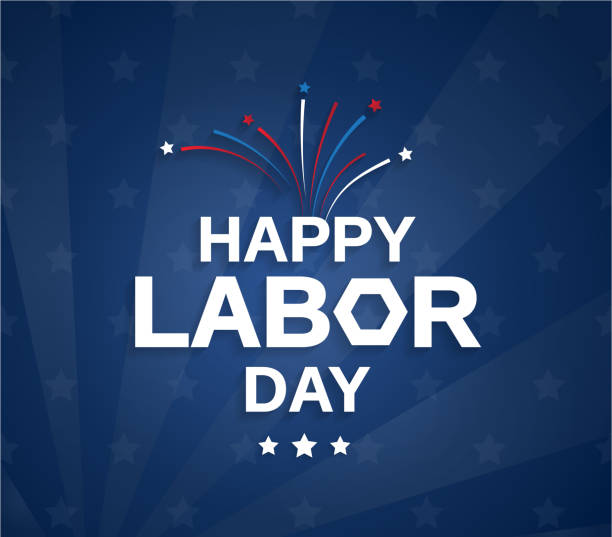 Happy Labor Day blue poster with firework. Vector illustration. EPS10