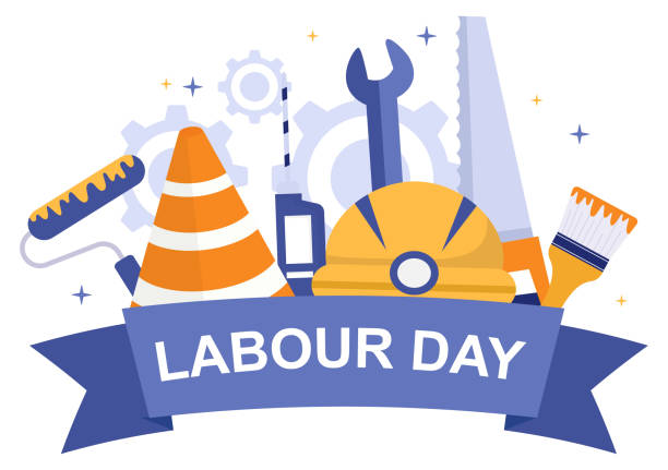 happy labor day from people of various professions, different background and thanks to your hard work in flat cartoon illustration for poster - labor day 幅插畫檔、美工圖案、卡通及圖標