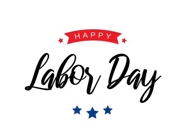 Happy Labor Day lettering card on white background. Vector illustration. EPS10