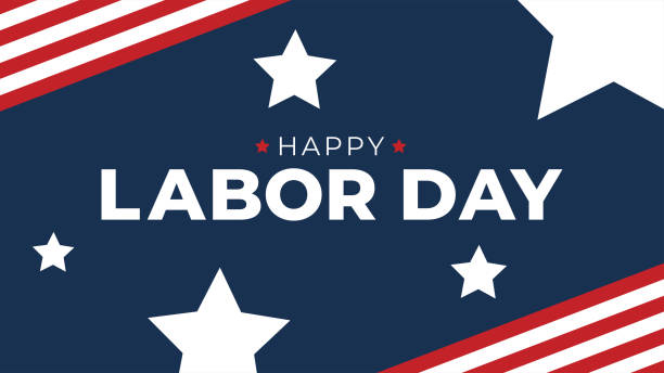 happy labor day typografia z american flag granicy i gwiazdy, patriotyczne ilustracji wektora - labor day stock illustrations