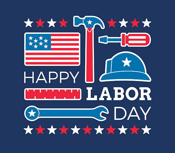 Happy Labor Day working and work tools patriotic illustration concept. EPS 10 file. 