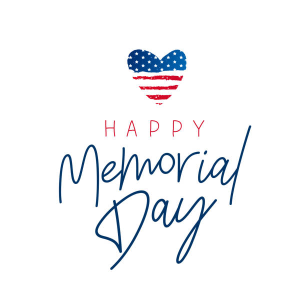 Happy Memorial Day card. National american holiday Happy Memorial Day card. National american holiday vector illustration with USA flag. Lettering and calligraphy. memorial day stock illustrations