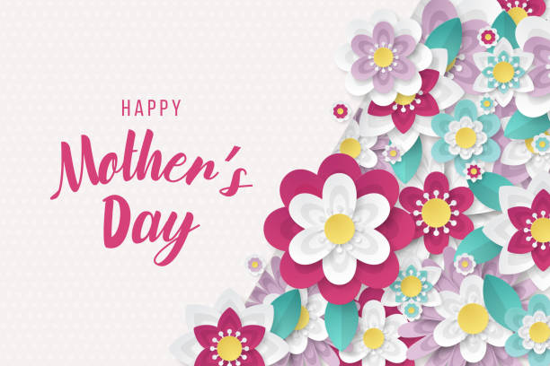 Happy Mothers Day background with beautiful paper cut flowers Happy Mothers Day background with beautiful paper cut flowers . Vector illustration mother borders stock illustrations