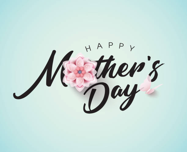stockillustraties, clipart, cartoons en iconen met happy mother's day kalligrafie met bloem - moederdag