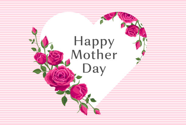 Happy mother's day greeting banner. Vector card, poster with beautiful pink roses and a vignette in the shape of a heart. Text Happy mother's day. Greeting for social media with flowers. Happy mother's day greeting banner. Vector card, poster with beautiful pink roses and a vignette in the shape of a heart. Text Happy mother's day. Greeting for social media with flowers mother borders stock illustrations
