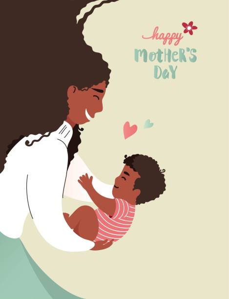 Happy Mother`s Day Greeting Card.  african american mothers day stock illustrations