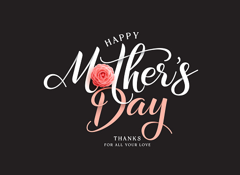 Happy mother's day greeting text vector design. Mother's day greeting typography in black elegant