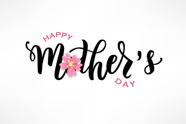 Happy Mother’s day hand lettering text with beautiful flowers. Good for card, poster, banner, invitation, postcard, icon. Vector illustration. Typography. quotes about family love stock illustrations