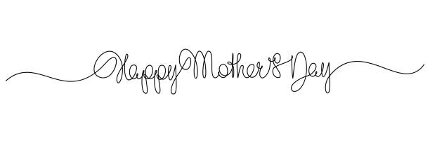 Happy Mother's Day handwritten lettering Happy Mother's Day continuous line drawing text design. Vector illustration quotes about family love stock illustrations
