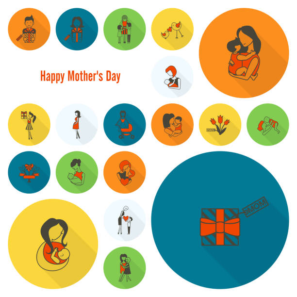 Happy Mothers Day Icons vector art illustration